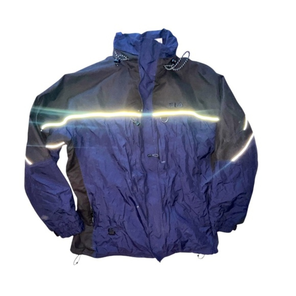 Vintage Fila Ski Jacket XXL Navy Black Reflective 3M Stripe 2-in-1 Fleece Liner
